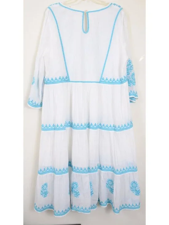 Soft Surroundings Juniper PLUS 1X Embroidery Gauze 3/4 Sleeve Dress Beach Boho - Picture 11 of 14